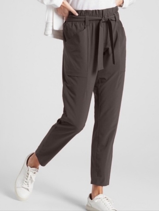 Athleta Pants - Athleta Skyline Featherweight Stretch Arbor Olive Tie Waist Belted Pants, 6
